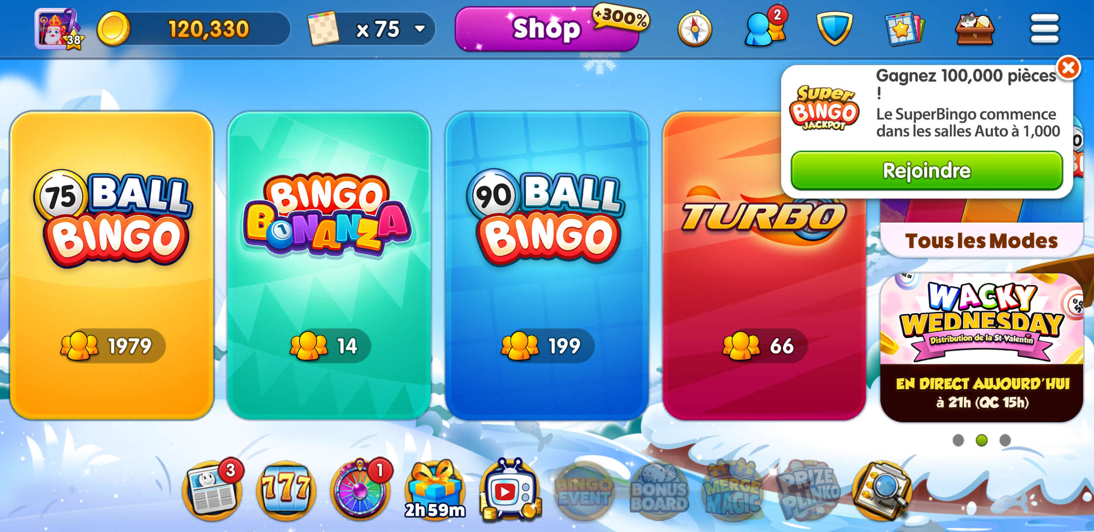 GamePoint Bingo HomeScreen and Tooltip